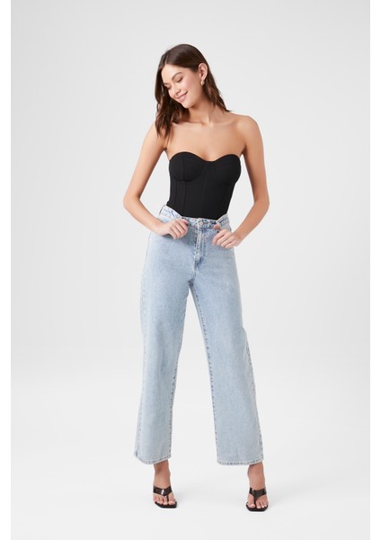 F21 Kalp Yaka Straplez Body