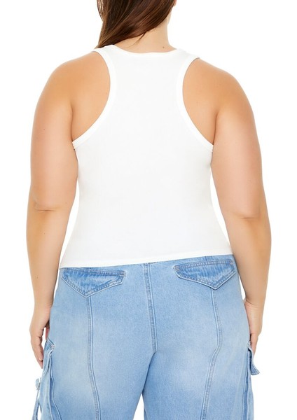 Plus Size Işlemeli Crop Atlet