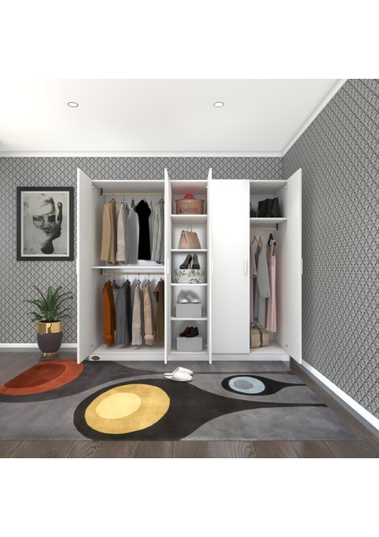 Kenzlife gardırop 5 kapaklı kapılı 200 lilyum byz gardolap dolap
