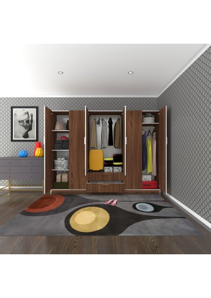 Kenzlife gardırop 6 kapılı çekmeceli begonvil240 cvz kapaklı gardolap dolap modelleri