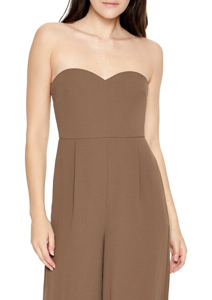 F21 Straplez Kalp Yaka Tulum