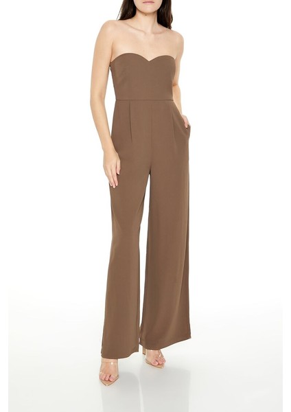 F21 Straplez Kalp Yaka Tulum