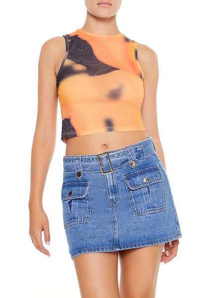 Tie-Dye Desenli Crop Atlet
