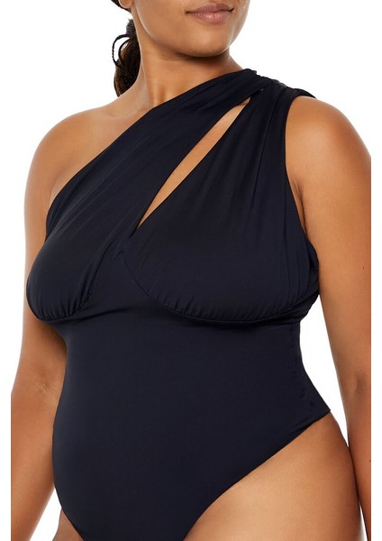 Plus Size Tek Omuzlu Bodysuit