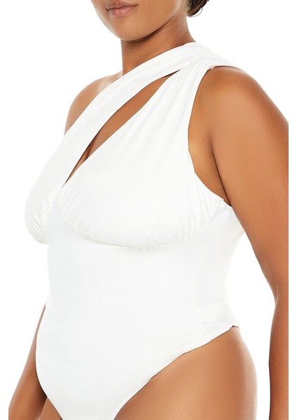 Plus Size Tek Omuzlu Bodysuit