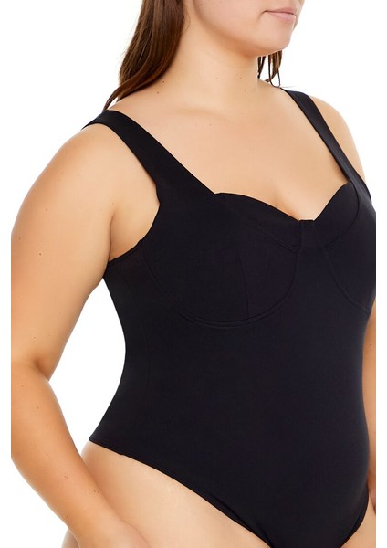 Plus Size Kalp Yaka Bodysuit