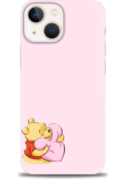 iPhone 15 Plus Kılıf Hd Baskılı - Winnie The Pooh Kalpli + 9h Nano Ekran Koruyucu