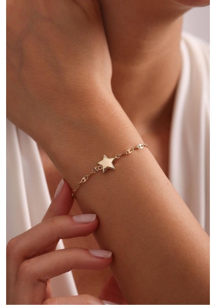 Aynalı Zincir Büyük Yıldız Bileklik