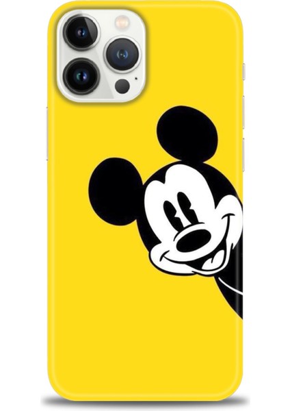 iPhone 16 Pro Max Kılıf Hd Baskılı - Sarı Mickey Mouse + 9h Nano Ekran Koruyucu