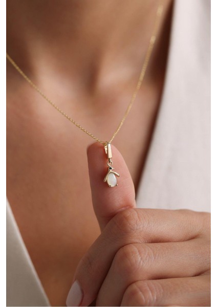 Opal Taşlı Penguen & Taşlı Yıldız Charm Bileklik