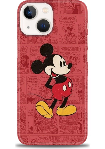 Iphone 15 Kılıf Hd Baskılı - Kırmızı Mickey + 9h Nano Ekran Koruyucu