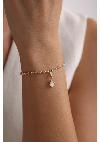 Opal Taşlı Penguen Charm Bileklik