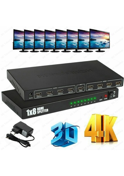 Full Hd 1 Giriş 8 Çıkış HDMI Splitter HDMI Çoklayıcı