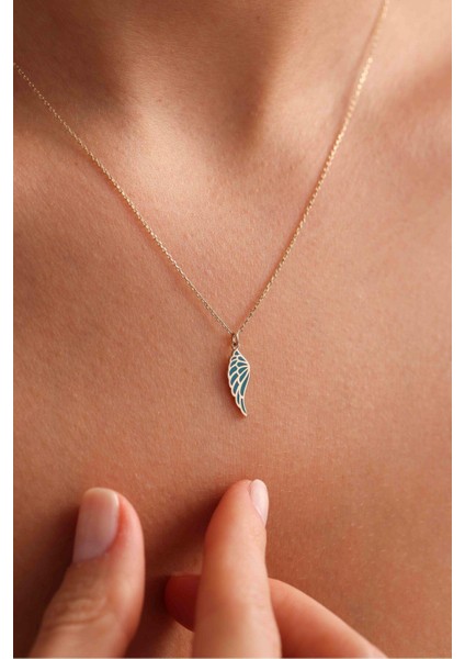 Turkuaz Mavi Mineli Melek Kanat Kolye fiyatları