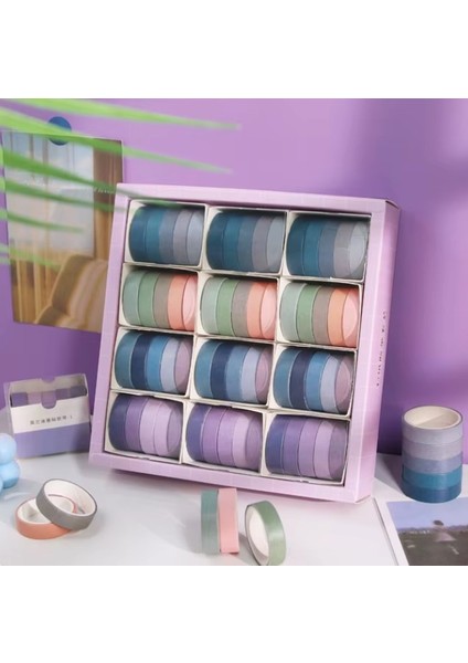 Vintage Washi Tape Bant Yapışkanlı Maskeleme Kağıdı Renkli Bant 5 Li - Mavi Tonları N3 fırsatları