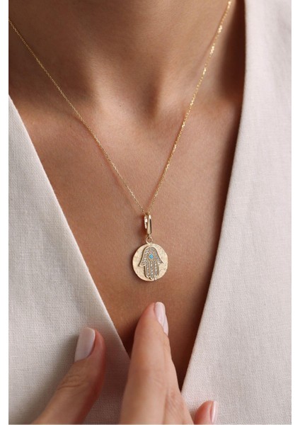 Heritage Mavi Firuze Taşlı Fatmanın Eli Kilitli Charm Kolye Ucu modelleri