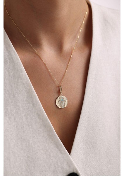 Heritage Mavi Firuze Taşlı Fatmanın Eli Kilitli Charm Kolye Ucu fırsatları