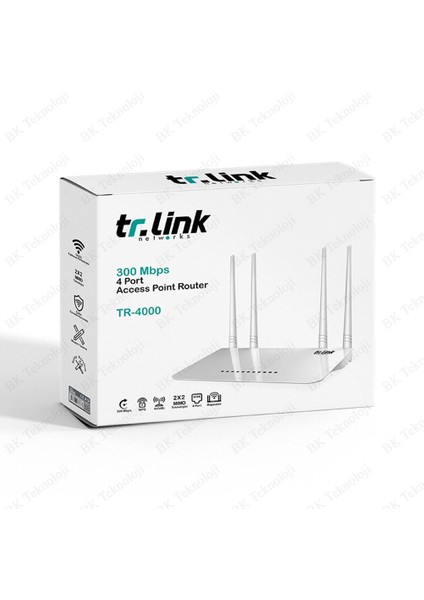 Tr-Link TR-4000 300 Mbps 4 Port 4X5DBI Anten Kablosuz Menzil Genişletici Access Point Router