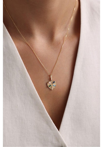 Heritage Mix Taşlı Kalp Kilitli Charm Kolye Ucu modelleri