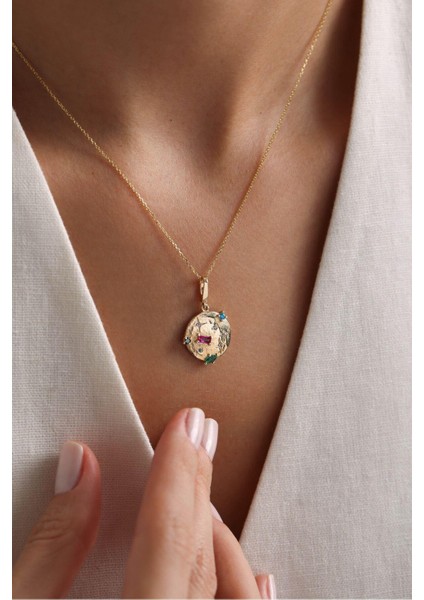 Mix Taşlı Galaxy Moon Kilitli Charm Kolye Ucu fiyatları