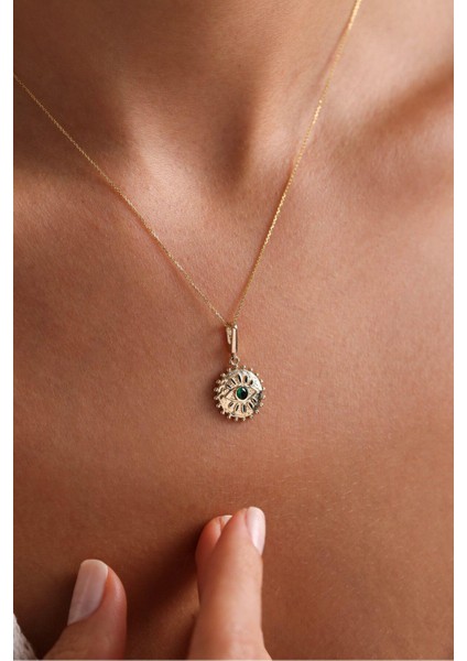 Yeşil Taşlı Göz Güneş Heritage Kilitli Charm Kolye Ucu fiyatları