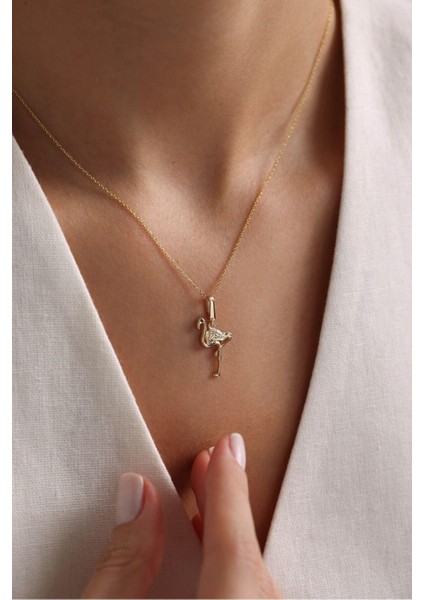 Flamingo Kilitli Charm Kolye Ucu