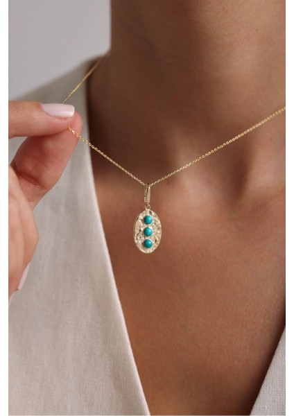Heritage Mavi Firuze Oval Kilitli Charm Kolye Ucu