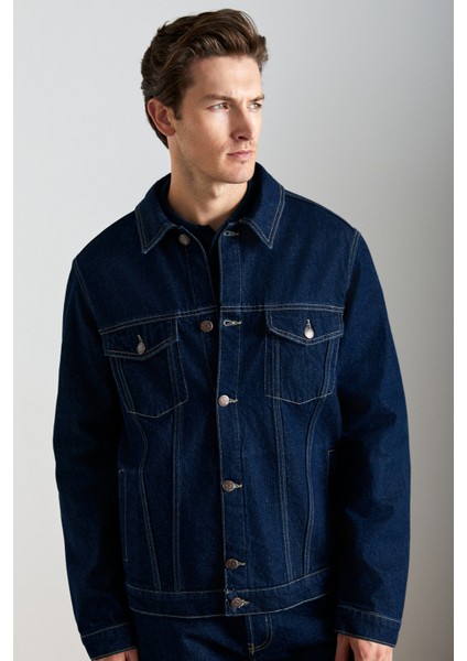 Jerıcho Erkek Denim Oversize Lacivert Ceket