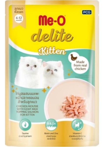 Me-O Yavru Kedi Için Tavuk Mus Krema Ile Keçi Sütlü Somon Soslu Yaş Mama