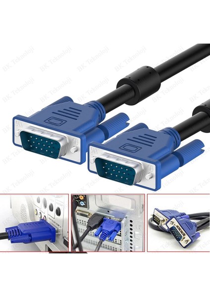 LCD Monitör Projeksiyon Pc VGA Görüntü Kablosu (3metre)