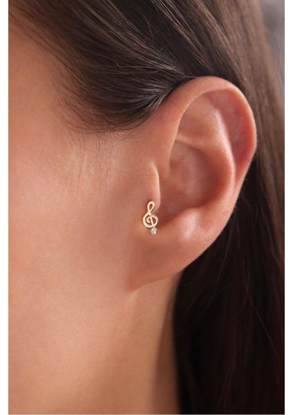 Taşlı Sol Anahtarı Müzik Tragus Küpe
