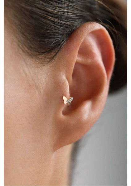 Taşlı Kelebek Tragus Küpe