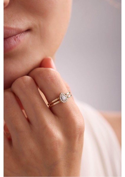 Çift Taraflı Beyaz Mavi Damla Taşlı Yüzük fiyatları