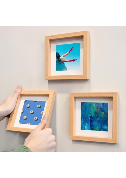 Yapışkanlı Sök-Tak Paspartulu Ahşap 14X14CM Pola Kare Fotoğraf Çerçevesi - 6'lı paket fiyatları