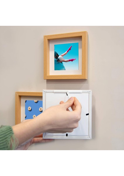 Yapışkanlı Sök-Tak Paspartulu Ahşap 14X14CM Pola Kare Fotoğraf Çerçevesi - 6'lı paket modelleri