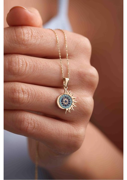 Taşlı Göz Kirpikli Kolye Ucu