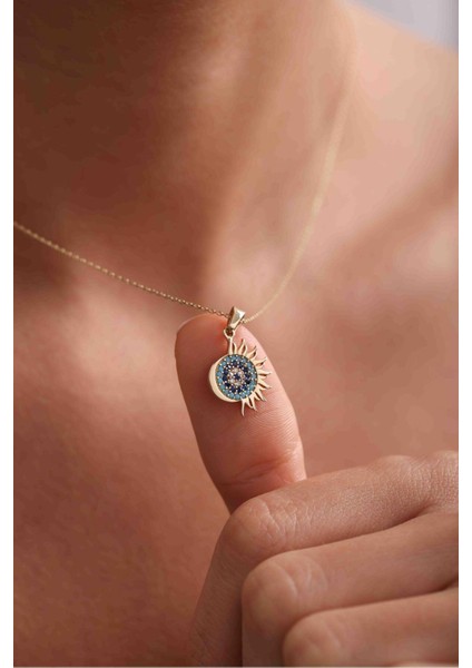 Taşlı Göz Kirpikli Kolye Ucu modelleri