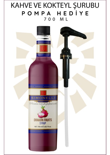 Kahve ve Kokteyl Şurubu Ejder Meyvesi Aromalı 700 ml + Pompa Simonelli