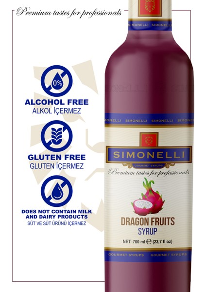 Kahve ve Kokteyl Şurubu Ejder Meyvesi Aromalı 700 ml + Pompa Simonelli