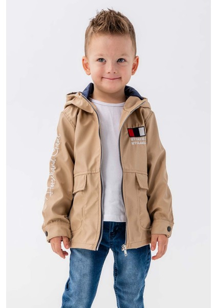 Kapüşonlu Fermuarlı Nakış Süslemeli Su Geçirmez Erkek Çocuk Ceket fiyatları