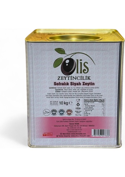 Siyah Zeytin Süzme Ağırlık 10 kg M. 261290 Kalibre Teneke