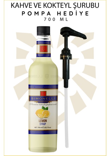 Kahve ve Kokteyl Şurubu Limon 700 ml + Pompa Simonelli