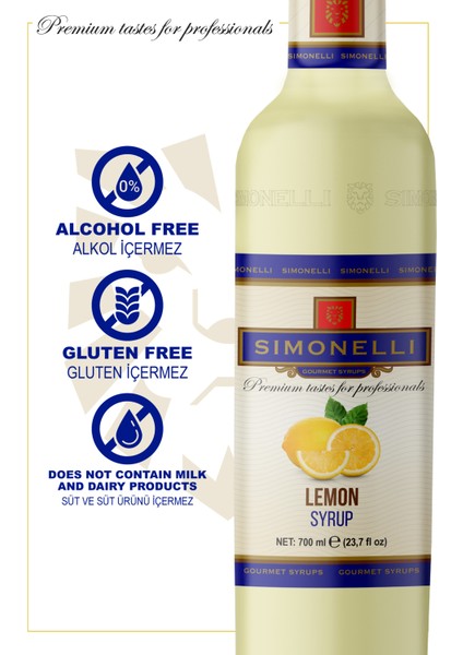 Kahve ve Kokteyl Şurubu Limon 700 ml + Pompa Simonelli