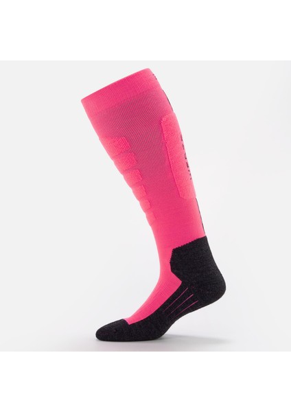 Wedze Yetişkin Kayak/Snowboard Çorabı - Siyah/Neon Pembe - Siyah - 100