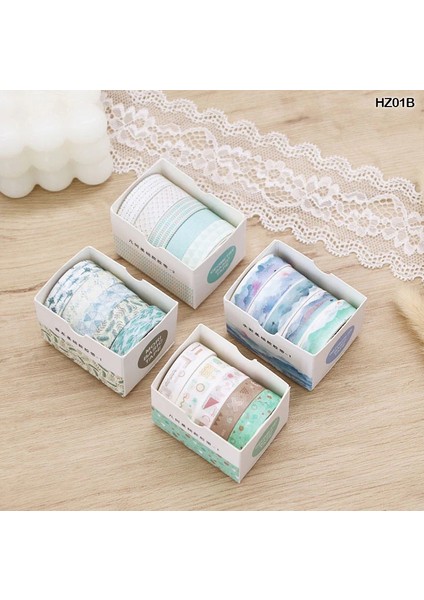 Vintage Washi Tape Bant Baskılı Yapışkanlı Maskeleme Kağıdı Sevimli Desenli Bant 5 Li - Geometri fiyatları