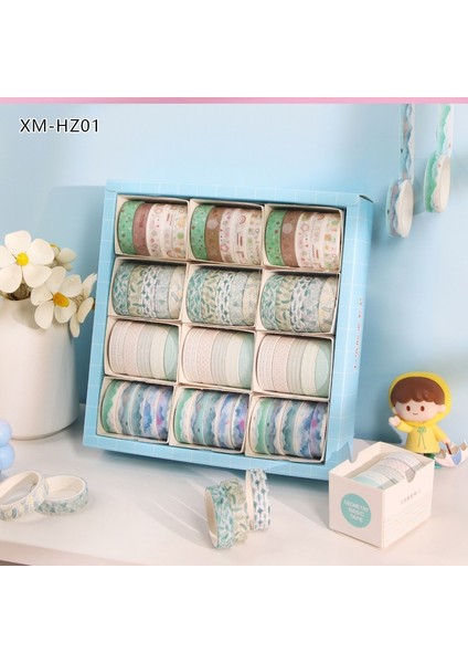 Vintage Washi Tape Bant Baskılı Yapışkanlı Maskeleme Kağıdı Sevimli Desenli Bant 5 Li - Geometri fırsatları