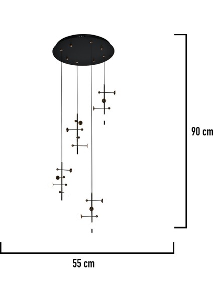 Kayra Siyah 4'lü 16 Watt Modern Sarkıt Koridor, Salon Sarkıt LED Avize modelleri
