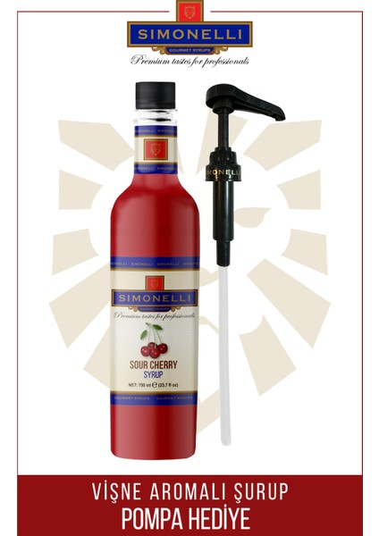 Kahve ve Kokteyl Şurubu Vişne 700 ml + Pompa Simonelli