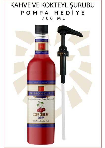 Kahve ve Kokteyl Şurubu Vişne 700 ml + Pompa Simonelli