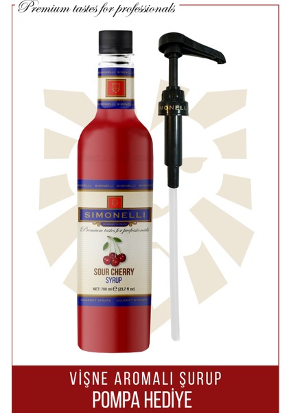 Kahve ve Kokteyl Şurubu Vişne 700 ml + Pompa Simonelli